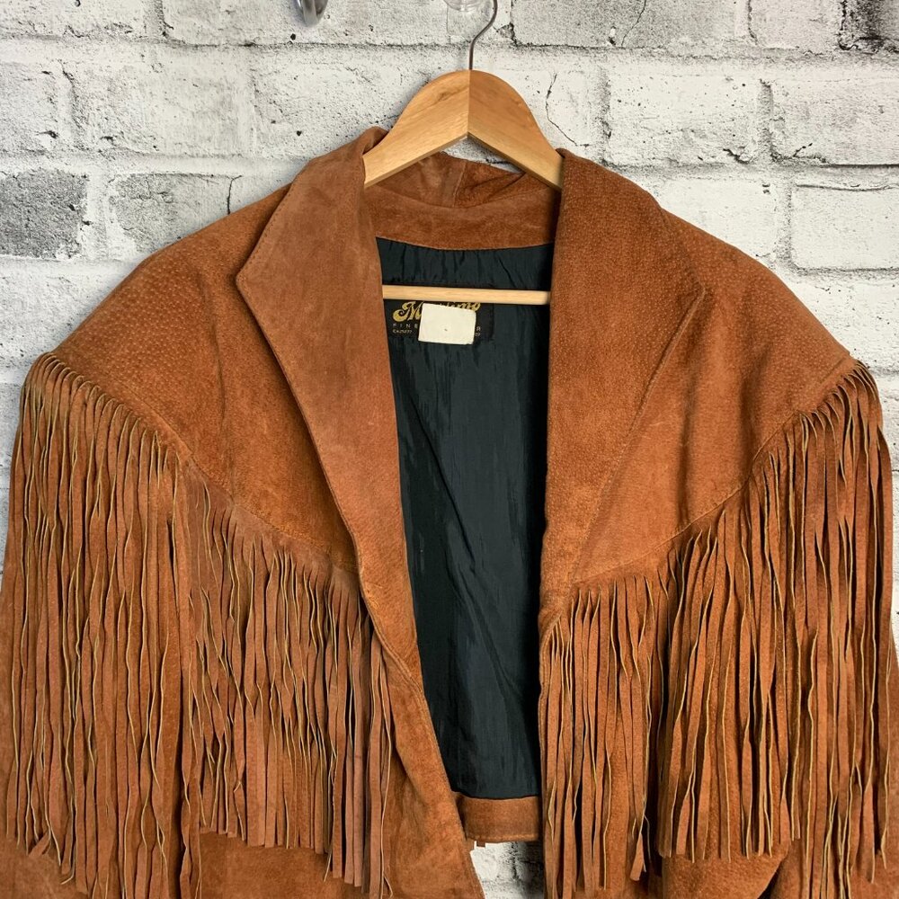 Vintage Suede Fringe Cropped Boho Chic Blazer Jacket - Picture 2 of 16
